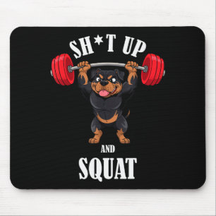 Lustiger Rottweiler Fitness Kniebeugen Workout Gew Mousepad