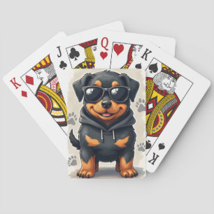 Lustiger Rottweiler Kawaii Hund Spielkarten