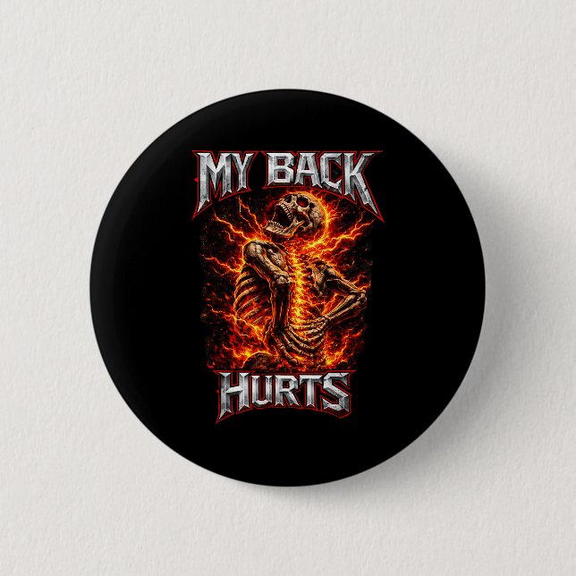Lustiger Rückenschmerz Skelett Meme Spinal Button (Vorderseite)