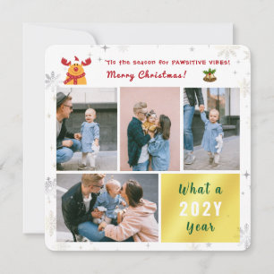 Lustiger Rudolph 4 Fotos Collage Brief Süß Frohe Feiertagskarte