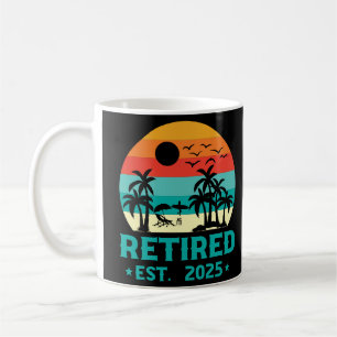 Lustiger Ruhestand 2025 Vintage Strand Palmenbaum Kaffeetasse