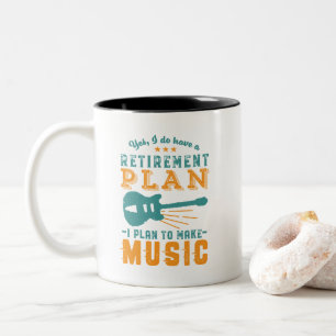 Lustiger Ruhestand Rentenplan Mach Musik mit Gitar Zweifarbige Tasse