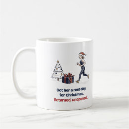 Lustiger Ruhetag-Weihnachtsbecher für eine Läuferi Kaffeetasse