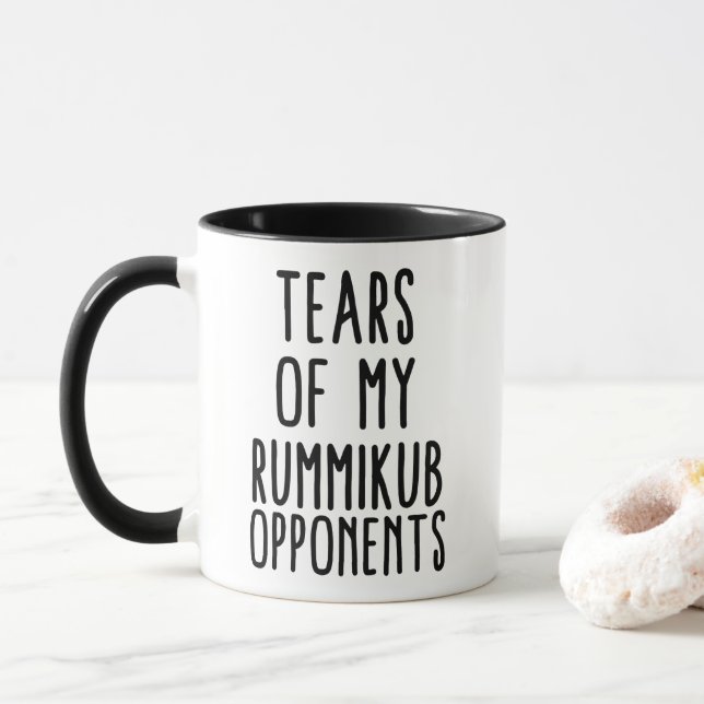 Lustiger Rummikub-Spieler-Geschenkbecher Tasse (Mit Donut)