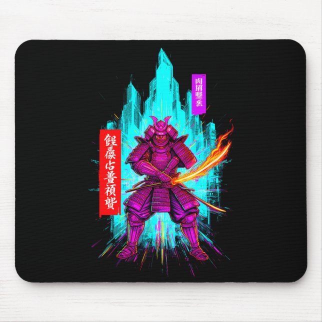 Lustiger Samurai-Cyberpunk-Krieger sagt sarkastisc Mousepad (Vorne)
