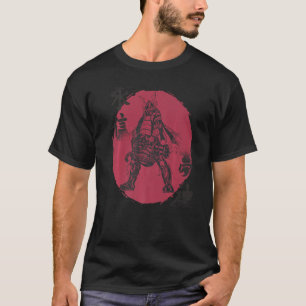 Lustiger Samurai mit Gatling Japanischer Krieger B T-Shirt