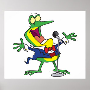 lustiger Sänger-Froschfrosch-Cartoon Poster