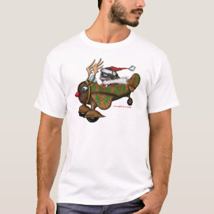 Lustiger Sankt-Pilot auf Rudolph-Flugzeug-T - T-Shirt