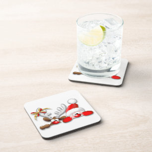 Lustiger Sankt- und Ren-Cartoon-Untersetzer Getränkeuntersetzer