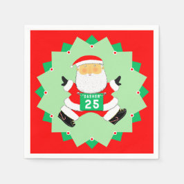 Lustiger Santa Claus beim Laufen Serviette