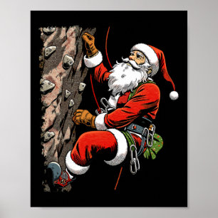 Lustiger Santa Klettert Rock Klettern Weihnachten Poster