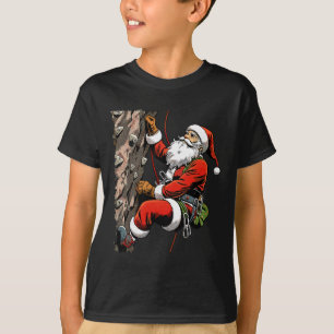 Lustiger Santa Klettert Rock Klettern Weihnachten T-Shirt