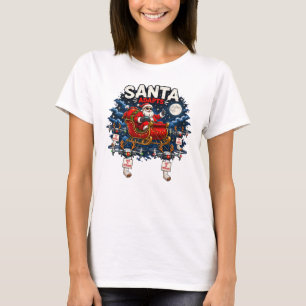 Lustiger Santa passt Drohnenschlitten an Weihnacht T-Shirt