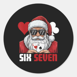 Lustiger Santa sagt Six Seven Poker Weihnachten 67 Runder Aufkleber