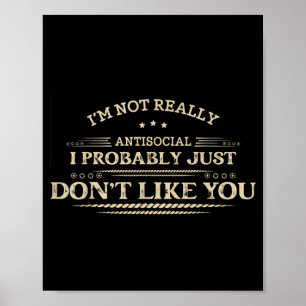 Lustiger sarkastischer Spruch Introvertierter Humo Poster