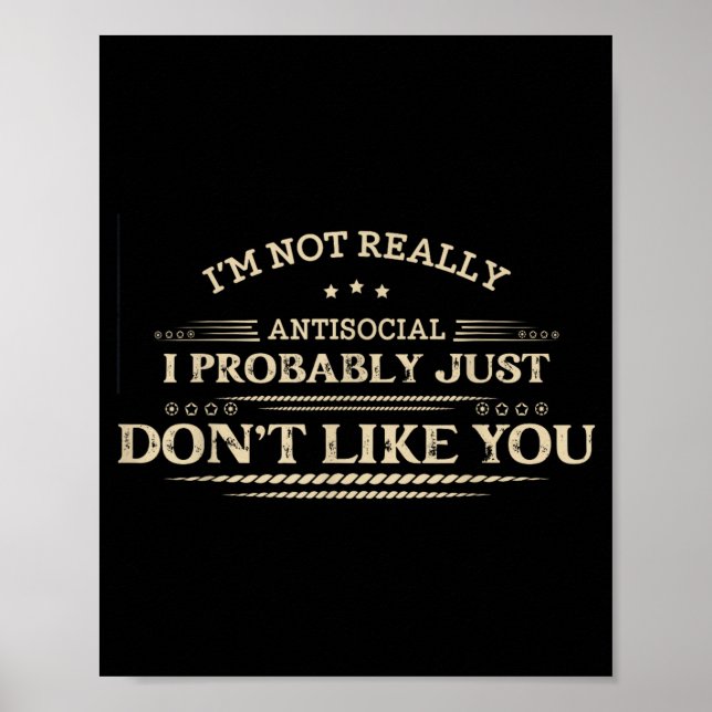 Lustiger sarkastischer Spruch Introvertierter Humo Poster (Vorne)