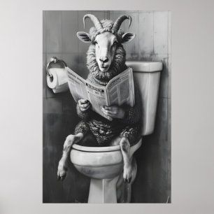 Lustiger Schaf-Badezimmerdruck, Zeitungs-Toiletten Poster