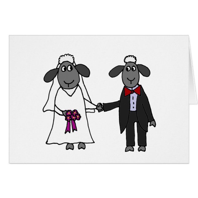 Lustiger Schaf-Hochzeits-Cartoon (Vorderseite (Horizontal))