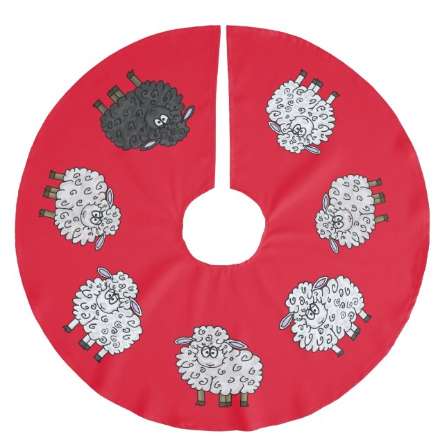 Lustiger Schaf-Weihnachtsbaum-Untersetzer Polyester Weihnachtsbaumdecke (Vorderseite)
