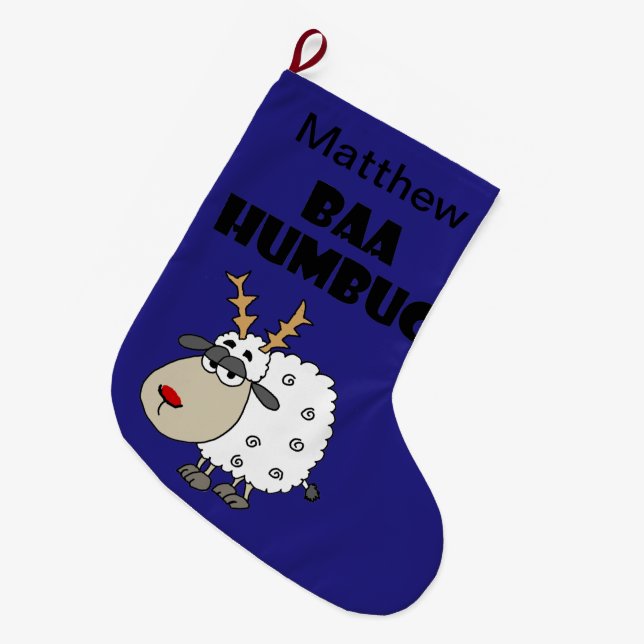 Lustiger Schafe Bah Großer Weihnachtsstrumpf (Vorderansicht (hängend))
