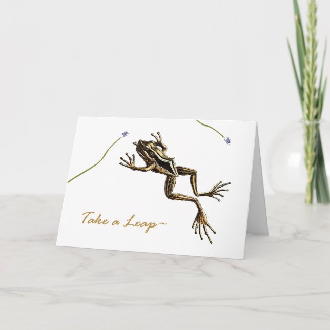 Lustiger Schaltjahr-Geburtstag, Vintager Frosch Karte (Vorderseite)