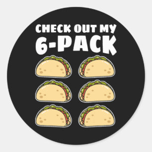 Lustiger Schau Dir Meinen 6 Pack Taco Cinco De May Runder Aufkleber