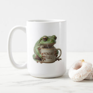 Lustiger schlafender Frosch, der Kaffee am Montag Kaffeetasse