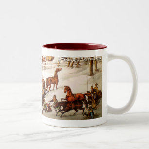 Lustiger Schlitten-Mug Zweifarbige Tasse