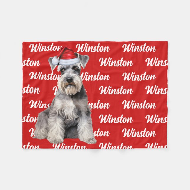 Lustiger Schnauzer-Hunde-Name gemusterter Weihnach Fleecedecke (Vorderseite (Horizontal))