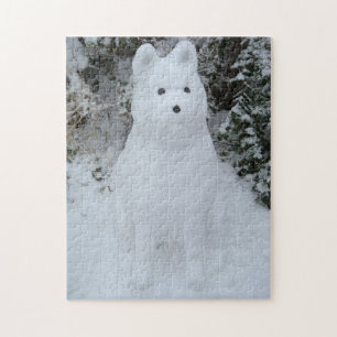 lustiger Schnee akita Snowmann fotografisch Puzzle