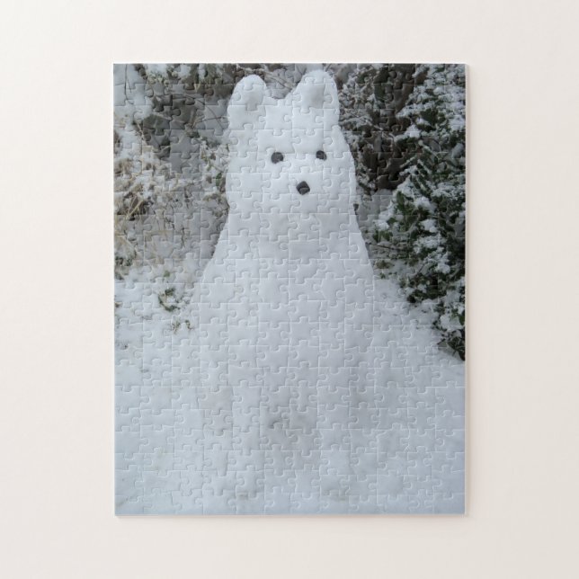 lustiger Schnee akita Snowmann fotografisch Puzzle (Vertikal)