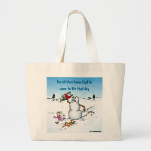 Lustiger Schneemann Cartoon Jumbo Stoffbeutel