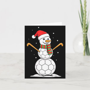 Lustiger Schneemann Feldhockey Liebhaber Weihnacht Karte