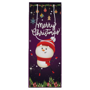 Lustiger Schneemann Frohe Weihnachten Geschenktüte Für Weinflaschen