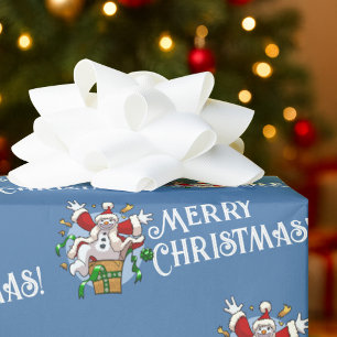Lustiger Schneemann Frohe Weihnachten Überraschung Geschenkpapier