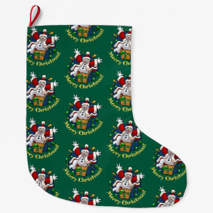 Lustiger Schneemann Frohe Weihnachten Überraschung Großer Weihnachtsstrumpf