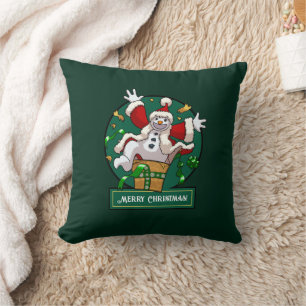 Lustiger Schneemann Frohe Weihnachten Überraschung Kissen