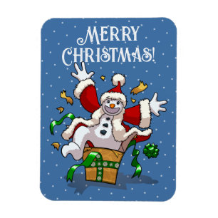 Lustiger Schneemann Frohe Weihnachten Überraschung Magnet