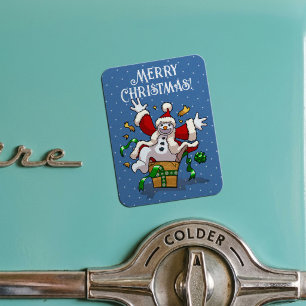 Lustiger Schneemann Frohe Weihnachten Überraschung Magnet