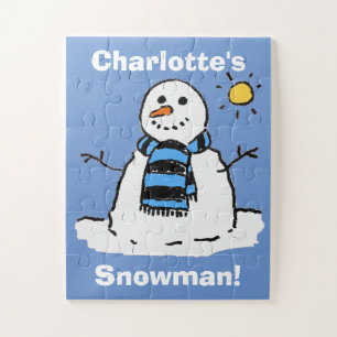 Lustiger Schneemann in einer Winterlandschaft Puzzle