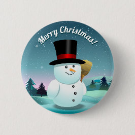 Lustiger Schneemann mit geglaubtem Spitzenhut Button