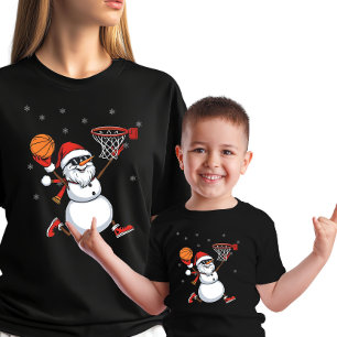 Lustiger Schneemann Santa: Slam Dunk Feiertage AI T-Shirt