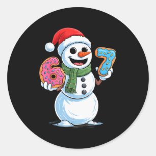 Lustiger Schneemann Sechs Sieben 67 Eis Weihnachte Runder Aufkleber