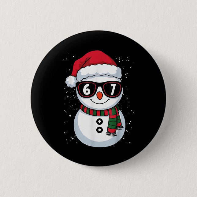 Lustiger Schneemann Sechs Sieben Weihnachten 67 Me Button (Vorderseite)