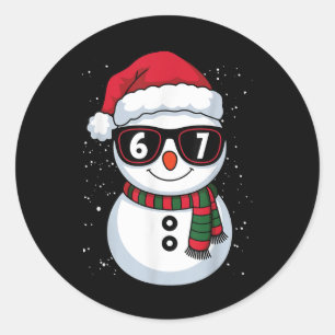 Lustiger Schneemann Sechs Sieben Weihnachten 67 Me Runder Aufkleber