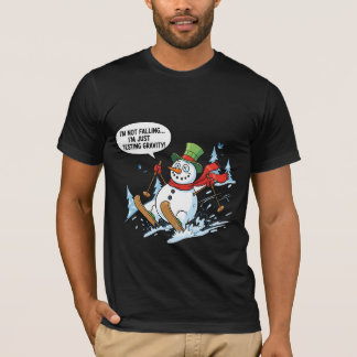 Lustiger Schneemann testet die Schwerkraft – Winte T-Shirt