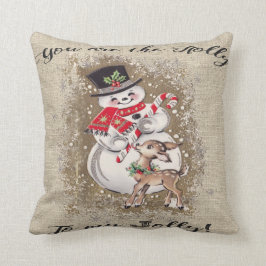 Lustiger Schneemann und Ren! So niedlich… Kissen