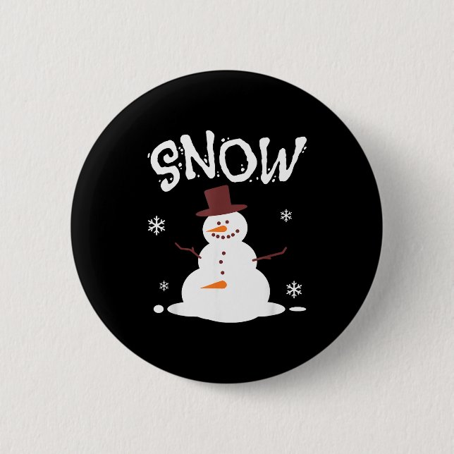 Lustiger Schneemann und Schneefräse passendes Paar Button (Vorderseite)
