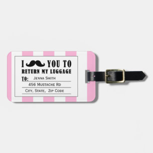 LUSTIGER SCHNORR GELÄCK LUGGAGE GIRLY PINK STREIFE GEPÄCKANHÄNGER