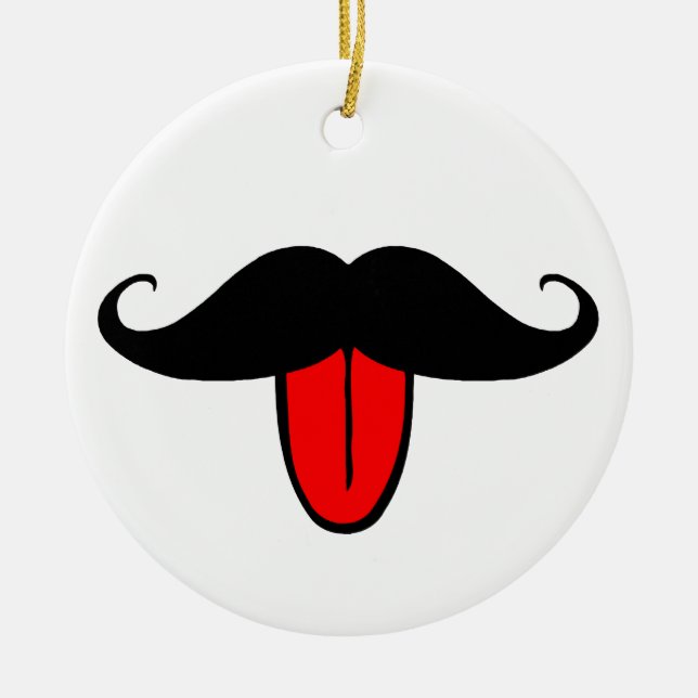 Lustiger Schnurrbart Keramikornament (Vorne)